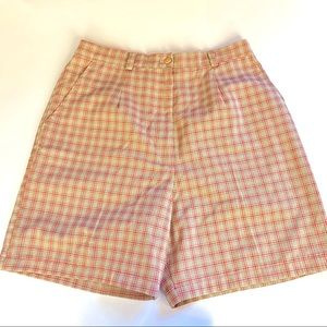 Darlyn Plaid Shorts, Walking Shorts, High Waist, Pockets & Belt Loops